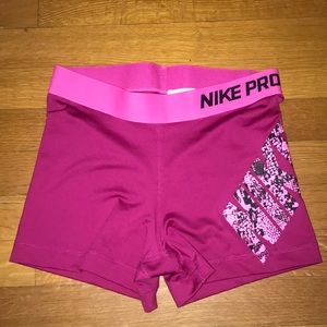 Pink Nike Pro shorts